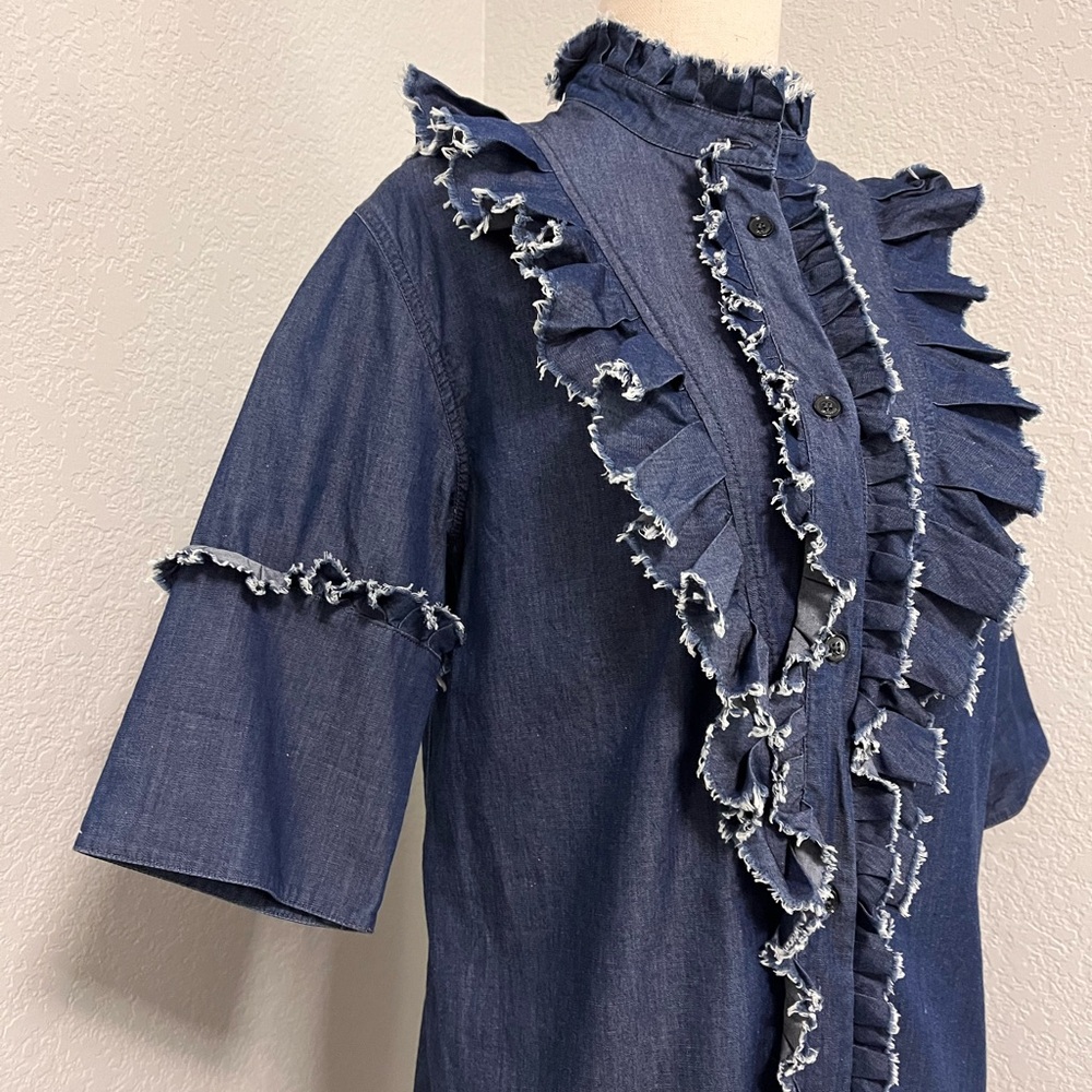 Mulberry England Ruffled denim shirt dress/tunic - Picture 3 of 9